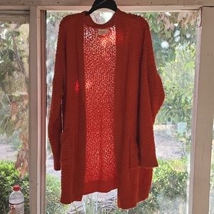 Bobbie Brooks Long Cardigan Sweater Open Front Variegated